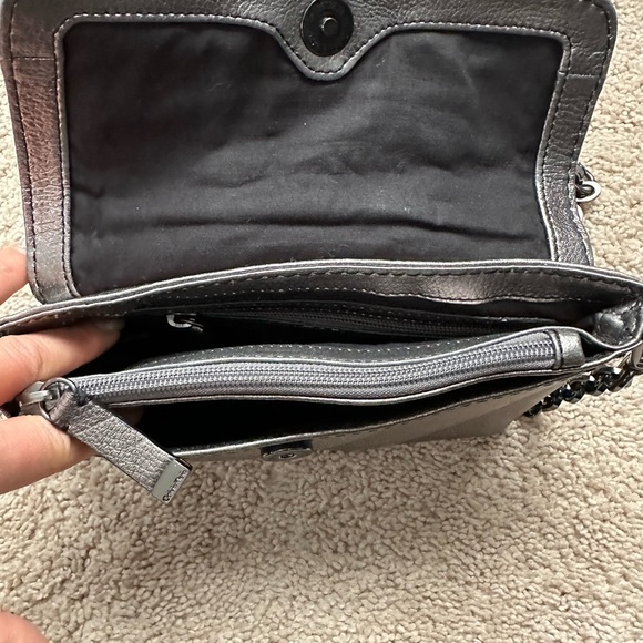 Beautiful Calvin Klein dark metallic silver crossbody  with hematite hardware - Picture 7 of 10